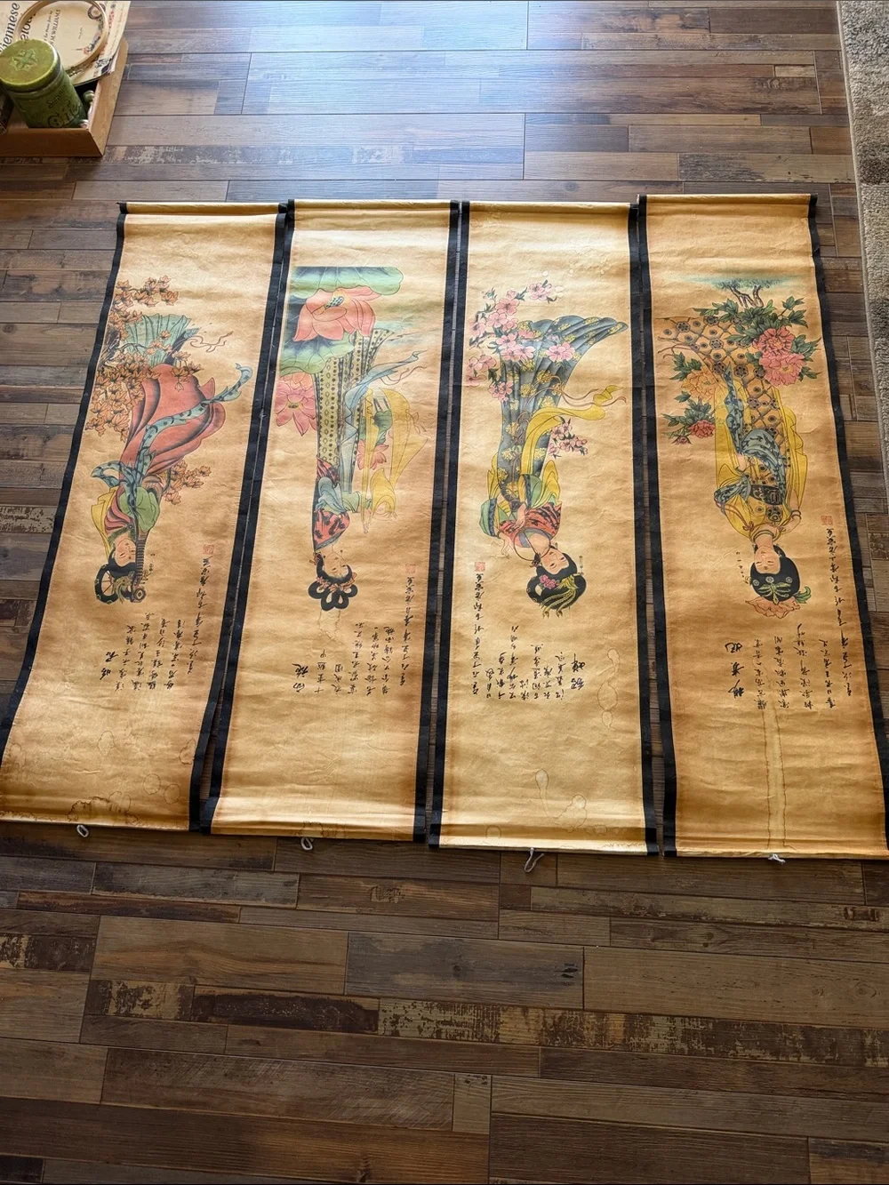 4-Piece Large Chinese Classic Wall Paper Scroll Art For Room Decor
